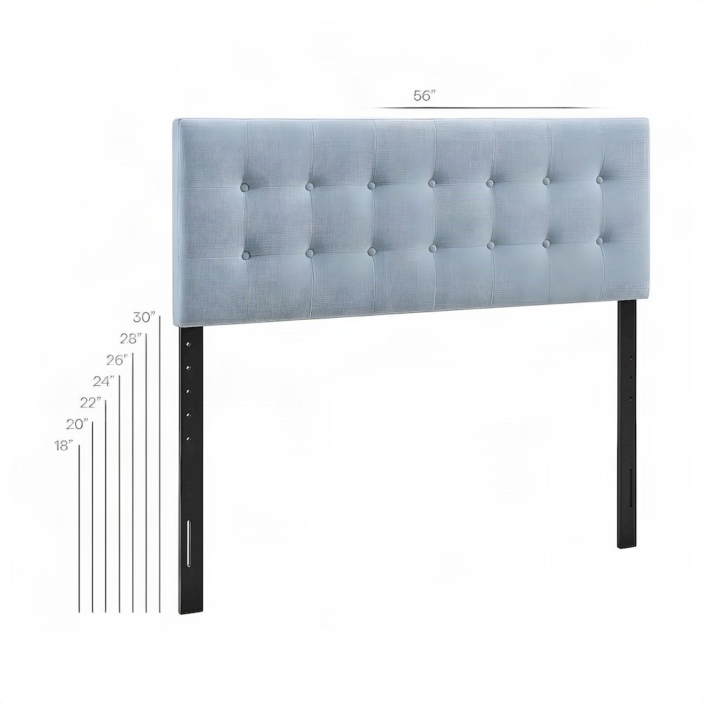 Fabric Upholstered Full Size Headboard Only, Padded and Adjustable, Sky Blue