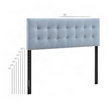 Fabric Upholstered Full Size Headboard Only, Padded and Adjustable, Sky Blue
