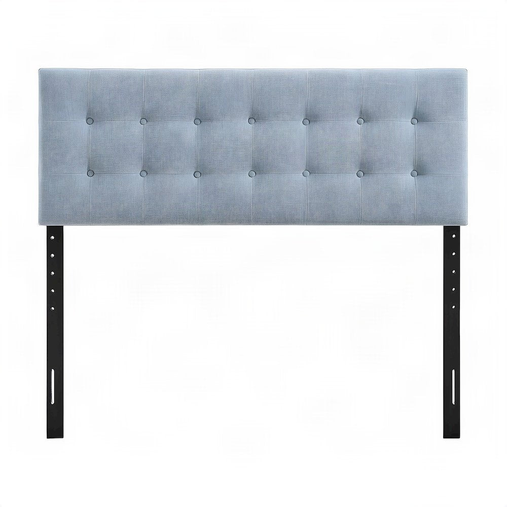 Fabric Upholstered Full Size Headboard Only, Padded and Adjustable, Sky Blue