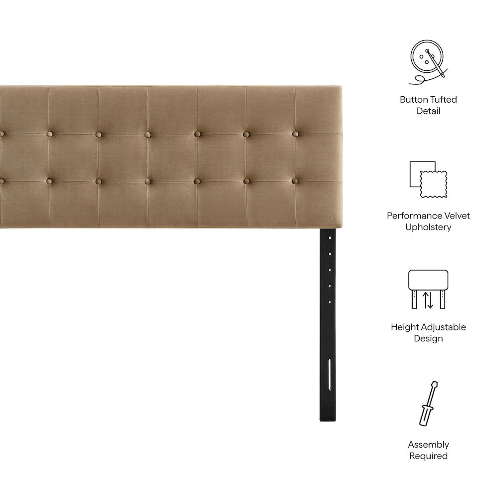 Emily Stain-Resistant Performance Velvet Queen Size Headboard