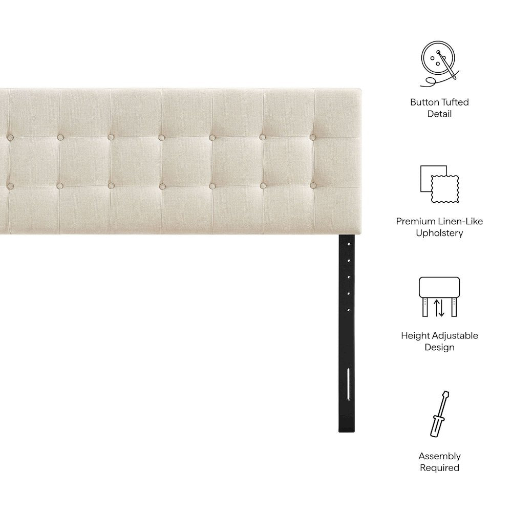 Emily Fabric Upholstered Queen Size Headboard