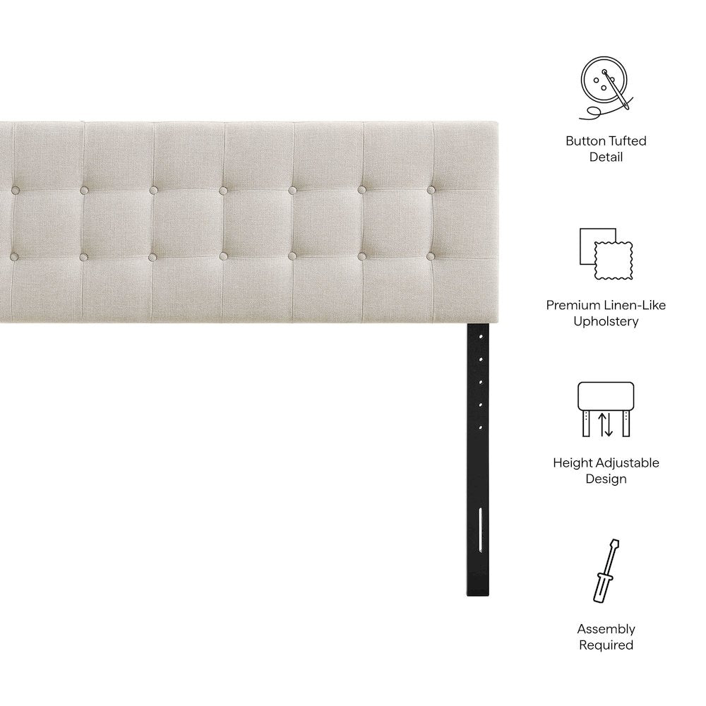 Emily Fabric Upholstered Queen Size Headboard