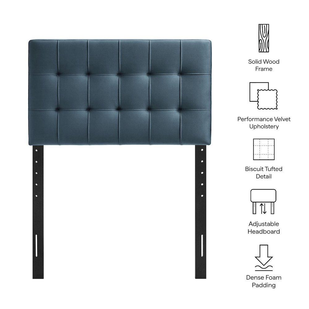 Lily Stain-Resistant Performance Velvet Twin Size Headboard
