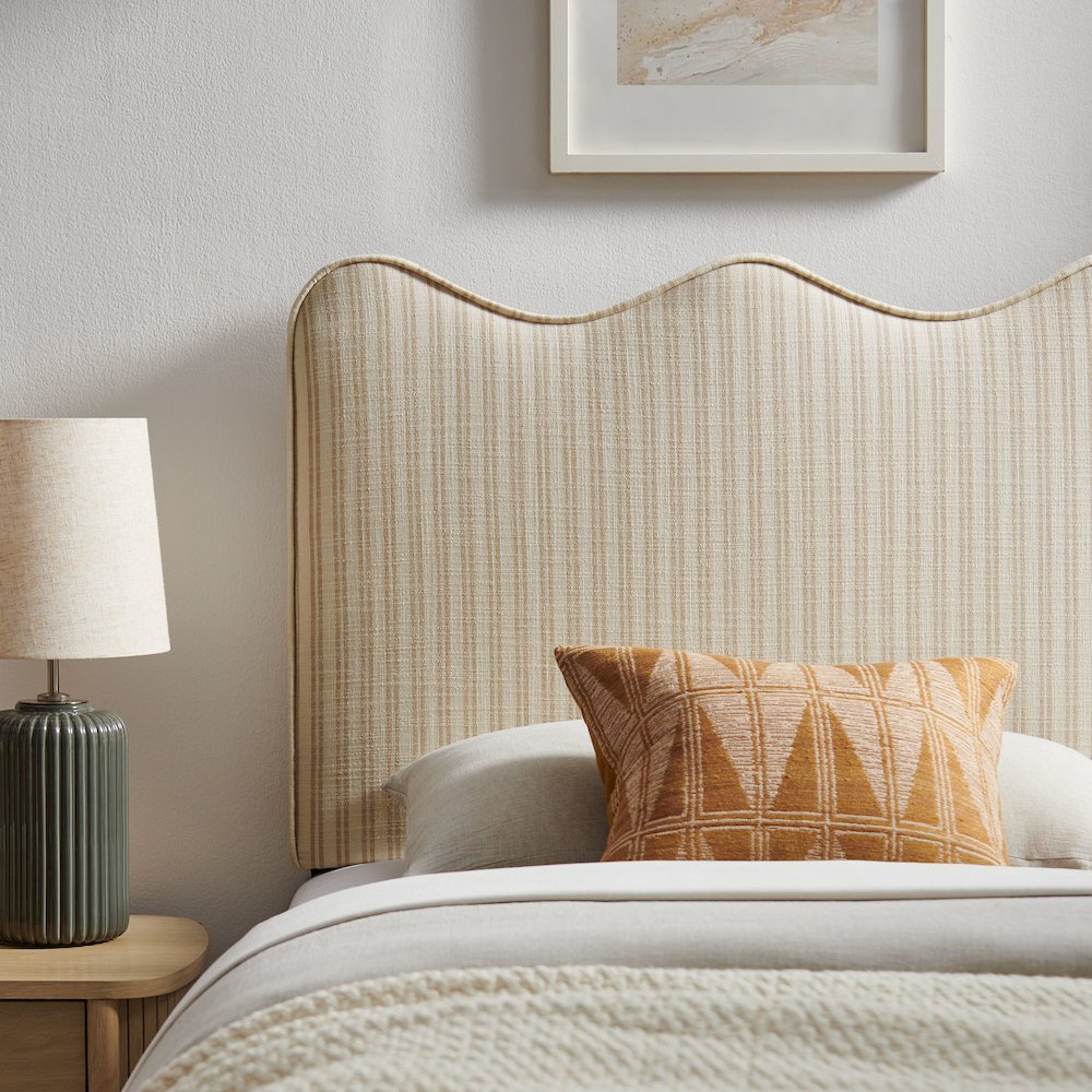 Athena Striped Fabric Upholstered Twin Size Headboard
