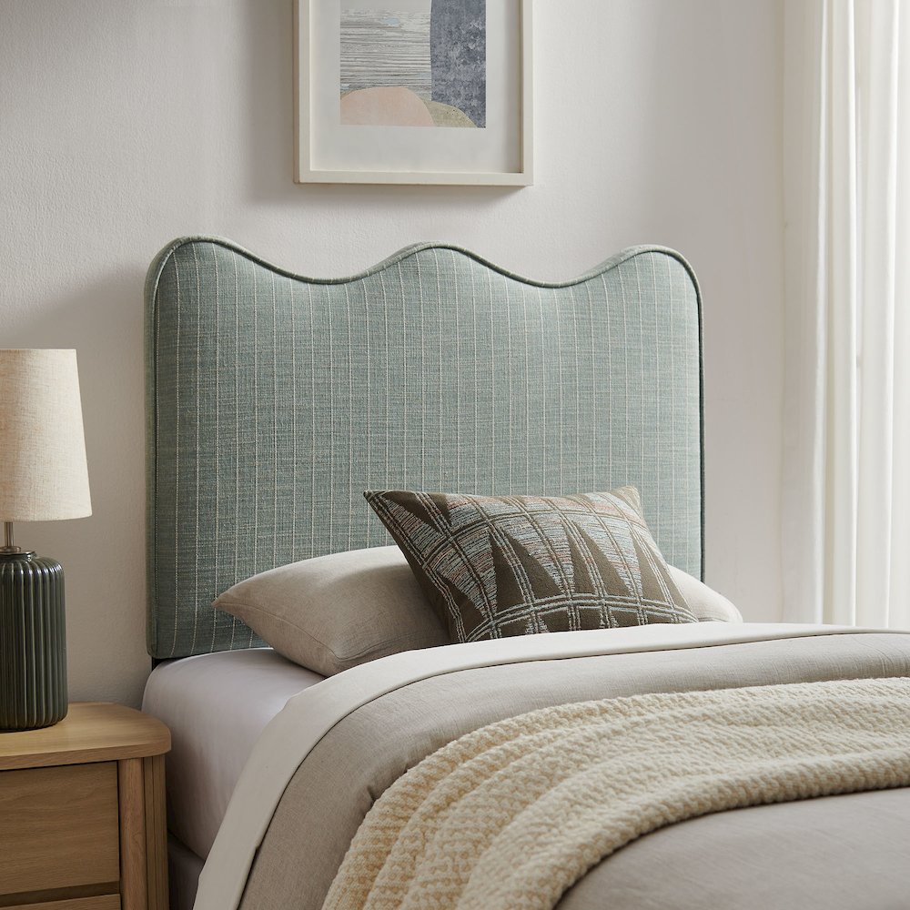 Athena Striped Fabric Upholstered Twin Size Headboard