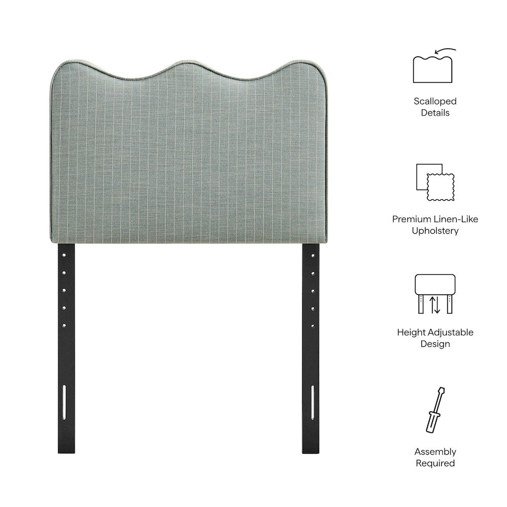 Athena Striped Fabric Upholstered Twin Size Headboard