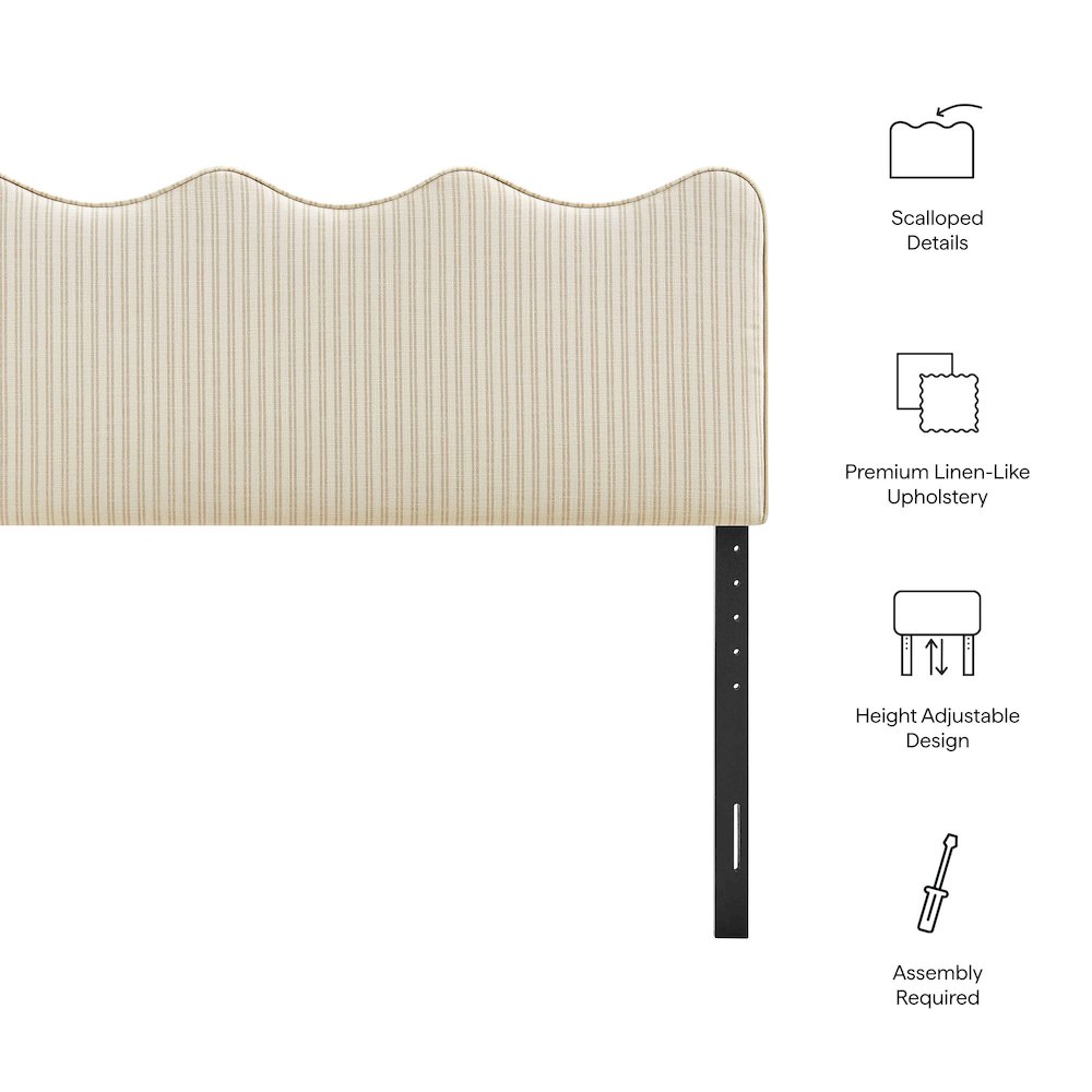 Athena Striped Fabric Upholstered Full Size Headboard