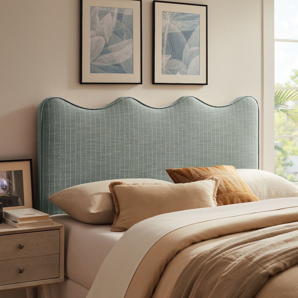 Athena Striped Fabric Upholstered Full Size Headboard