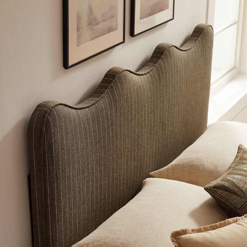 Athena Striped Fabric Upholstered Queen Size Headboard