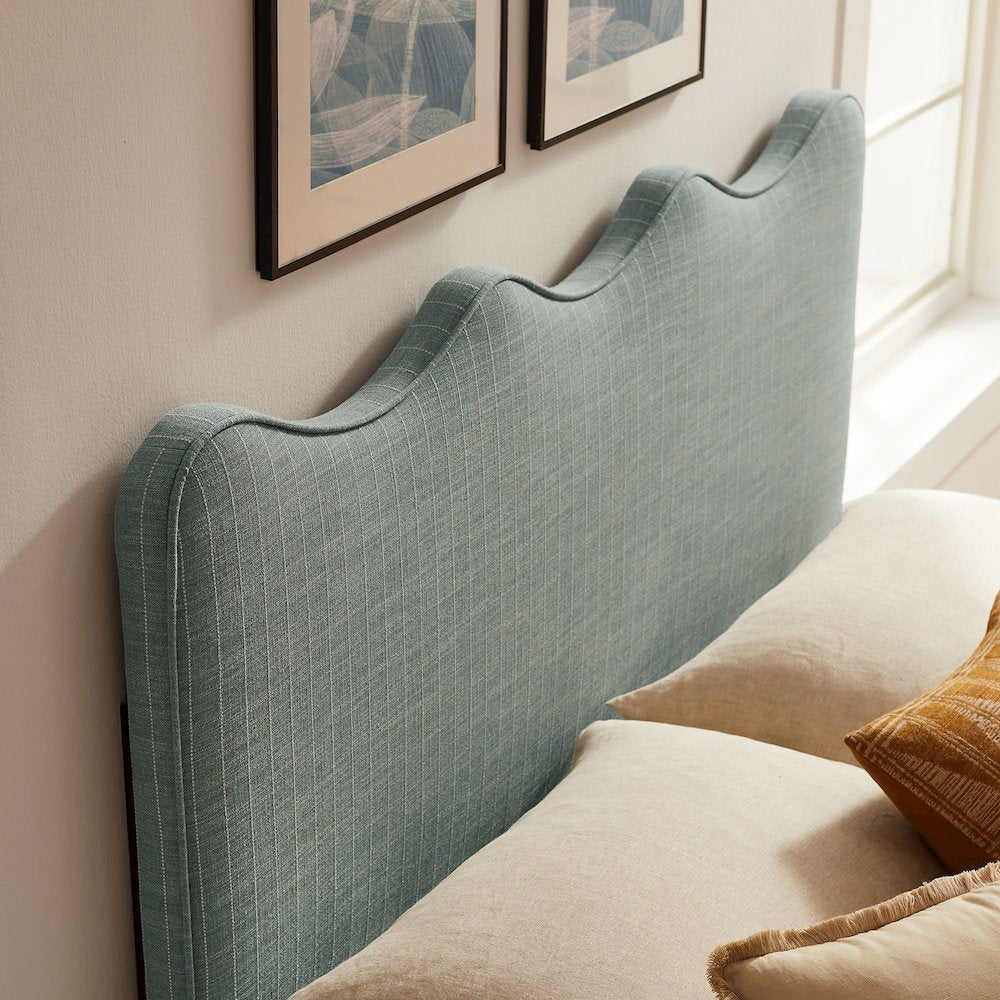 Athena Striped Fabric Upholstered Queen Size Headboard