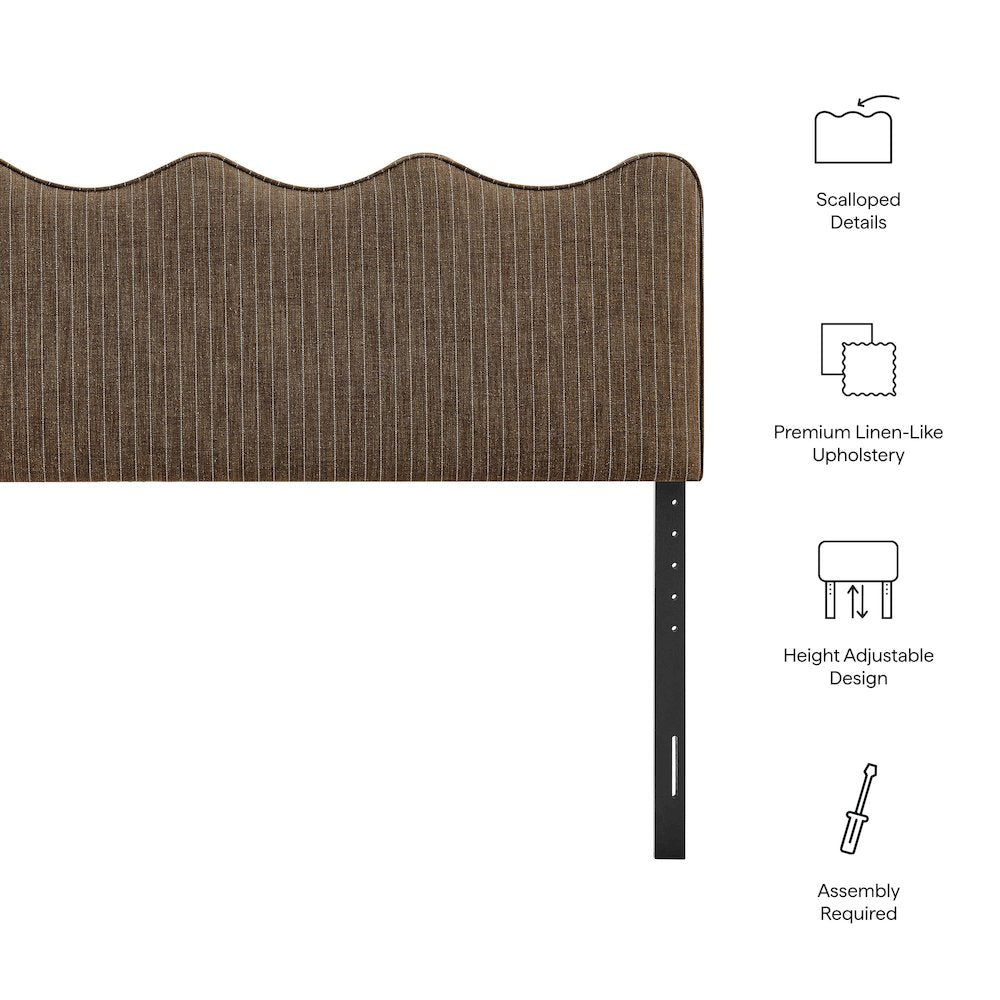 Athena Striped Fabric Upholstered King Size Headboard