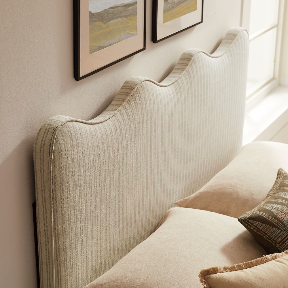 Athena Striped Fabric Upholstered King Size Headboard
