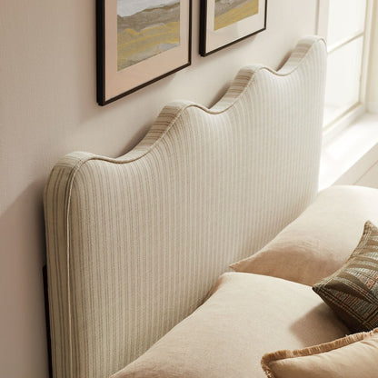 Athena Striped Fabric Upholstered King Size Headboard
