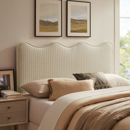Athena Striped Fabric Upholstered King Size Headboard