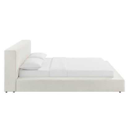 Luma Chenille Upholstered Queen Platform Bed Frame