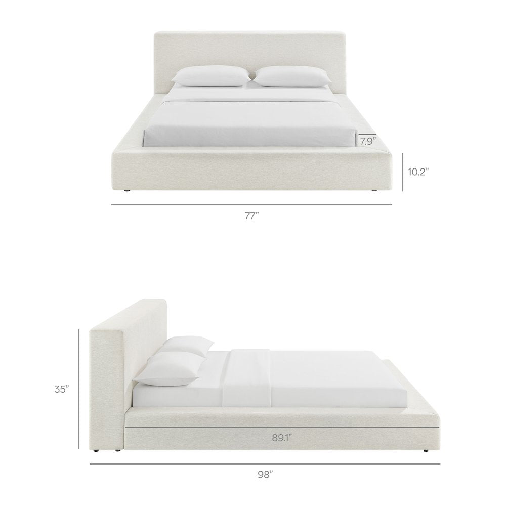 Luma Chenille Upholstered Queen Platform Bed Frame