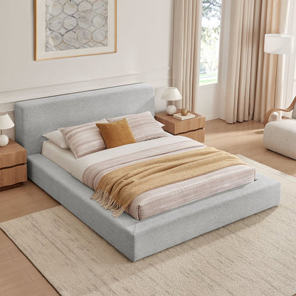 Luma Chenille Upholstered Queen Platform Bed Frame