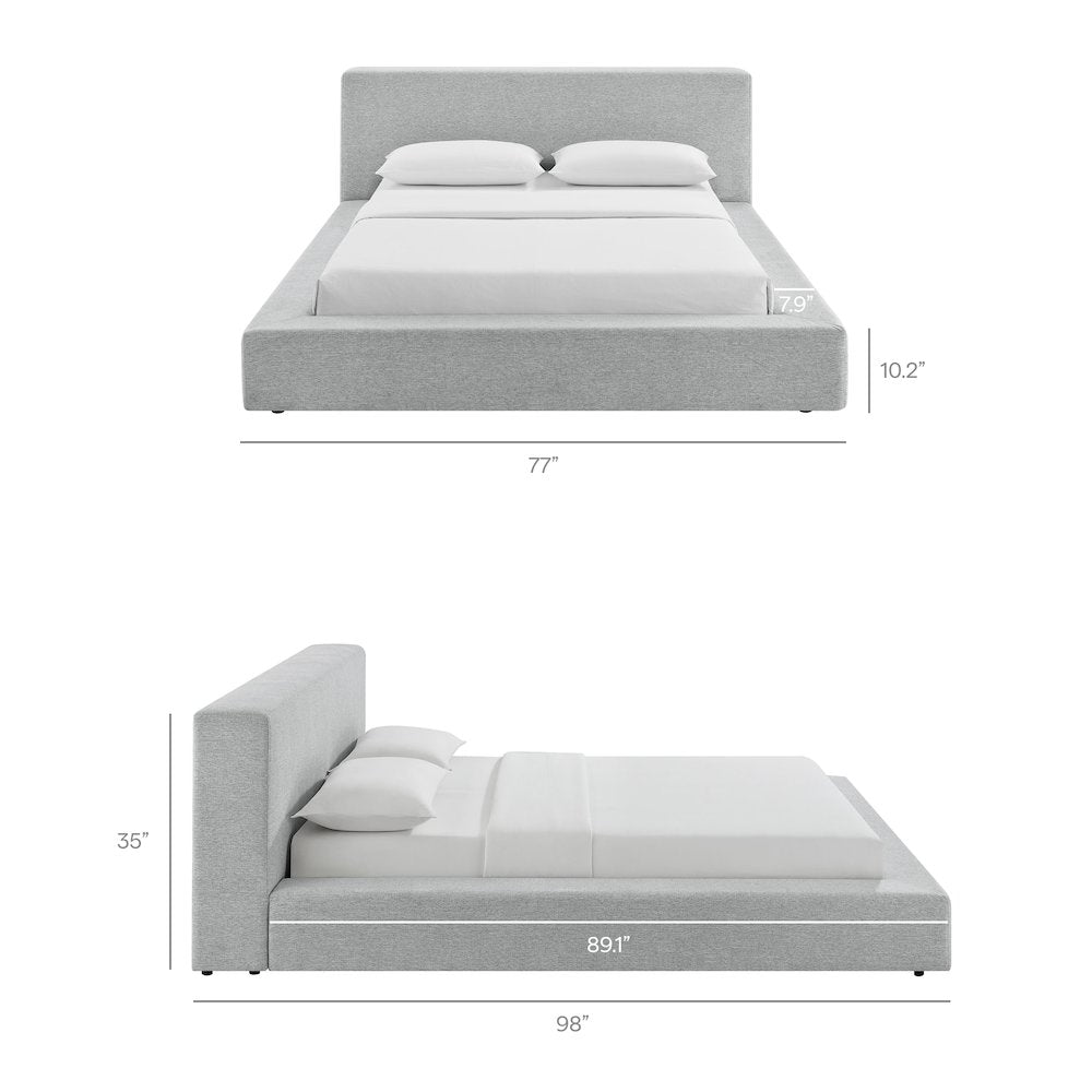 Luma Chenille Upholstered Queen Platform Bed Frame