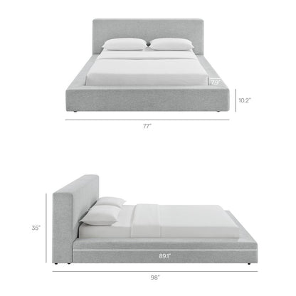 Luma Chenille Upholstered Queen Platform Bed Frame