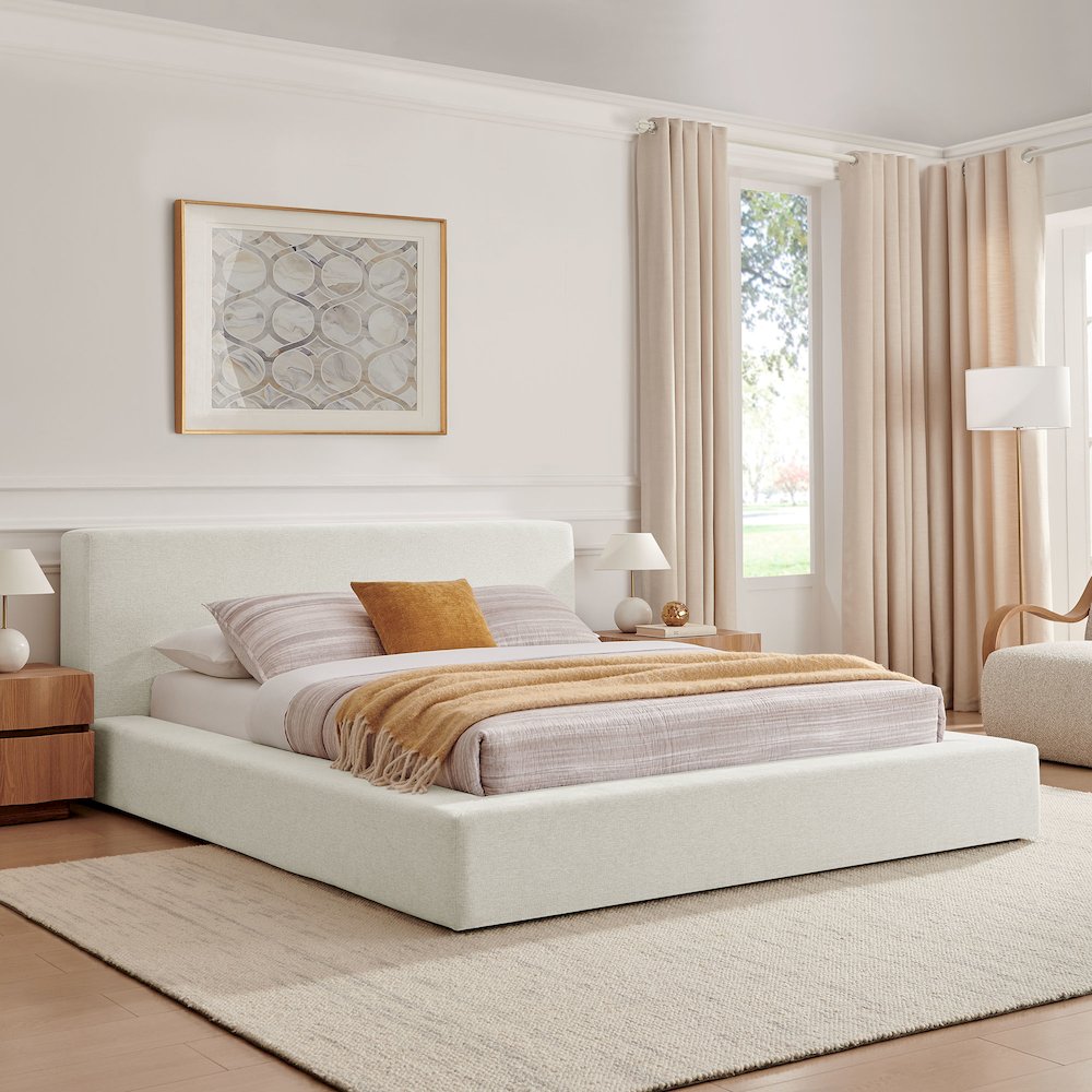 Luma Chenille Upholstered King Platform Bed Frame