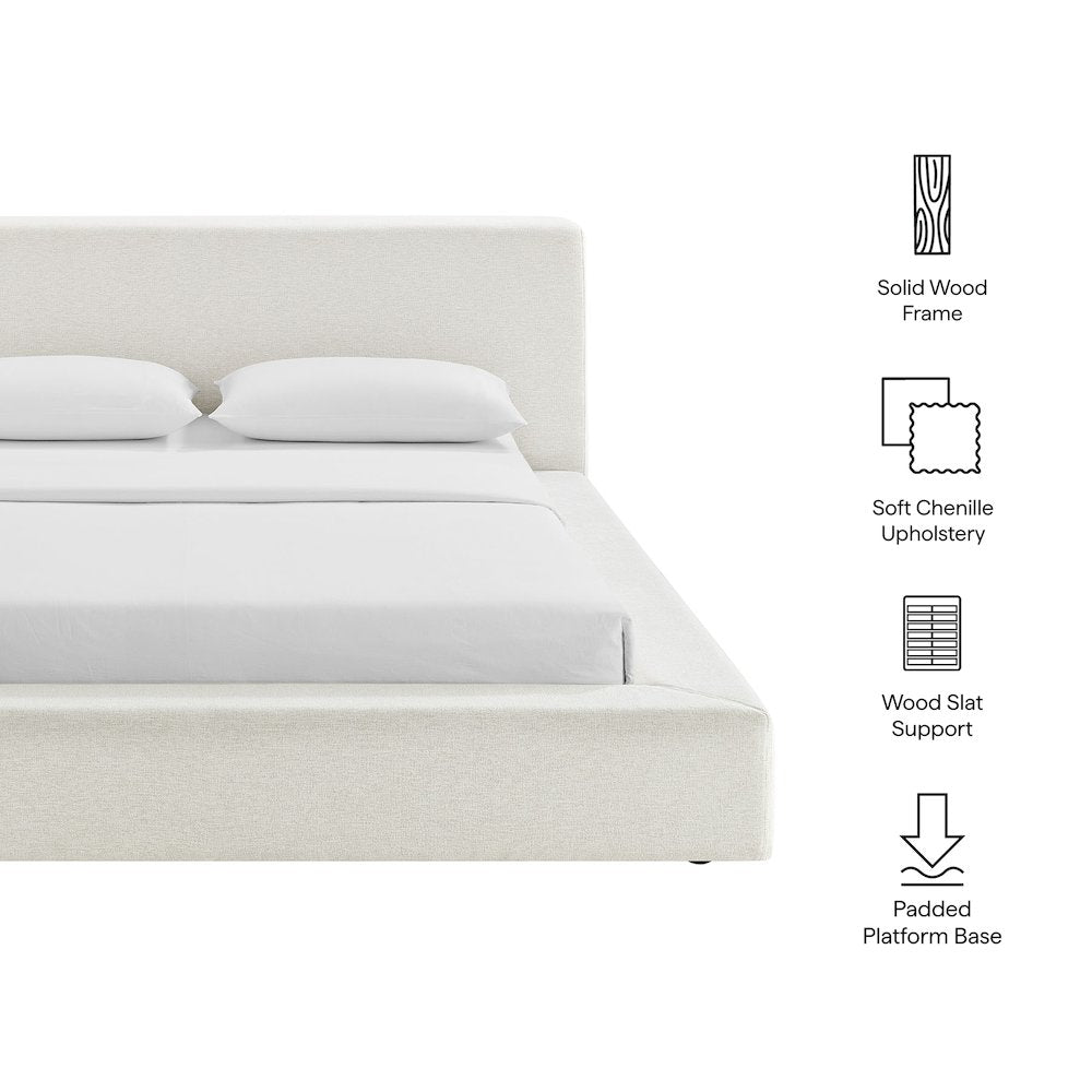 Luma Chenille Upholstered King Platform Bed Frame