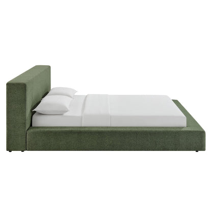 Luma Chenille Upholstered Queen Platform Bed Frame