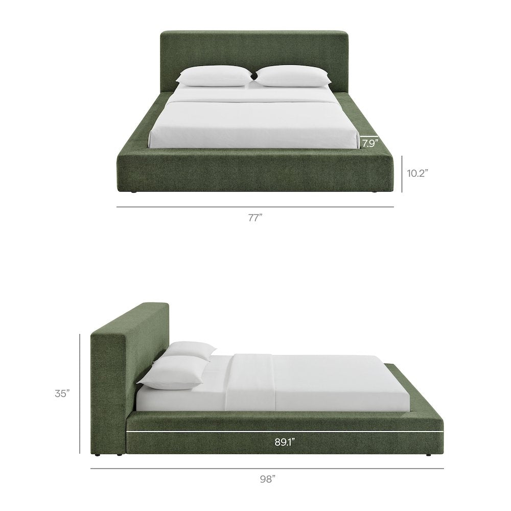 Luma Chenille Upholstered Queen Platform Bed Frame