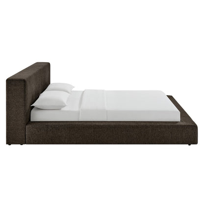 Luma Chenille Upholstered Queen Platform Bed Frame