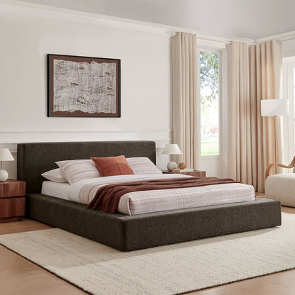 Luma Chenille Upholstered Queen Platform Bed Frame