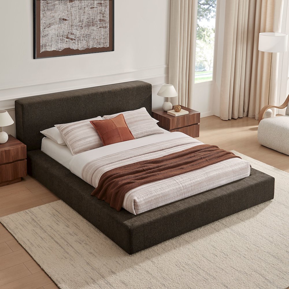 Luma Chenille Upholstered King Platform Bed Frame