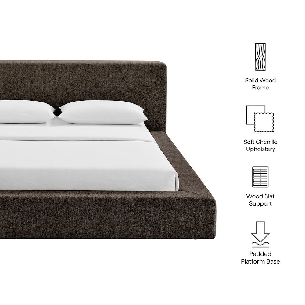 Luma Chenille Upholstered King Platform Bed Frame