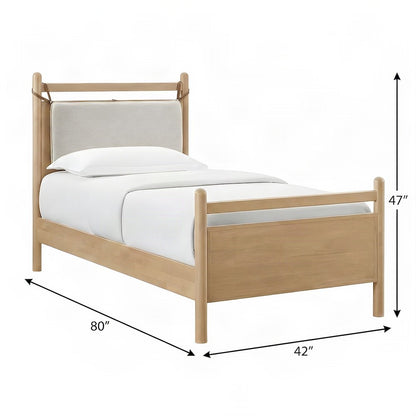 Twin Low Profile Wood Platform Bed with Slat Support, Light Oak Heathered Ivory