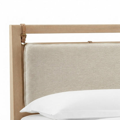 Twin Low Profile Wood Platform Bed with Slat Support, Light Oak Heathered Ivory