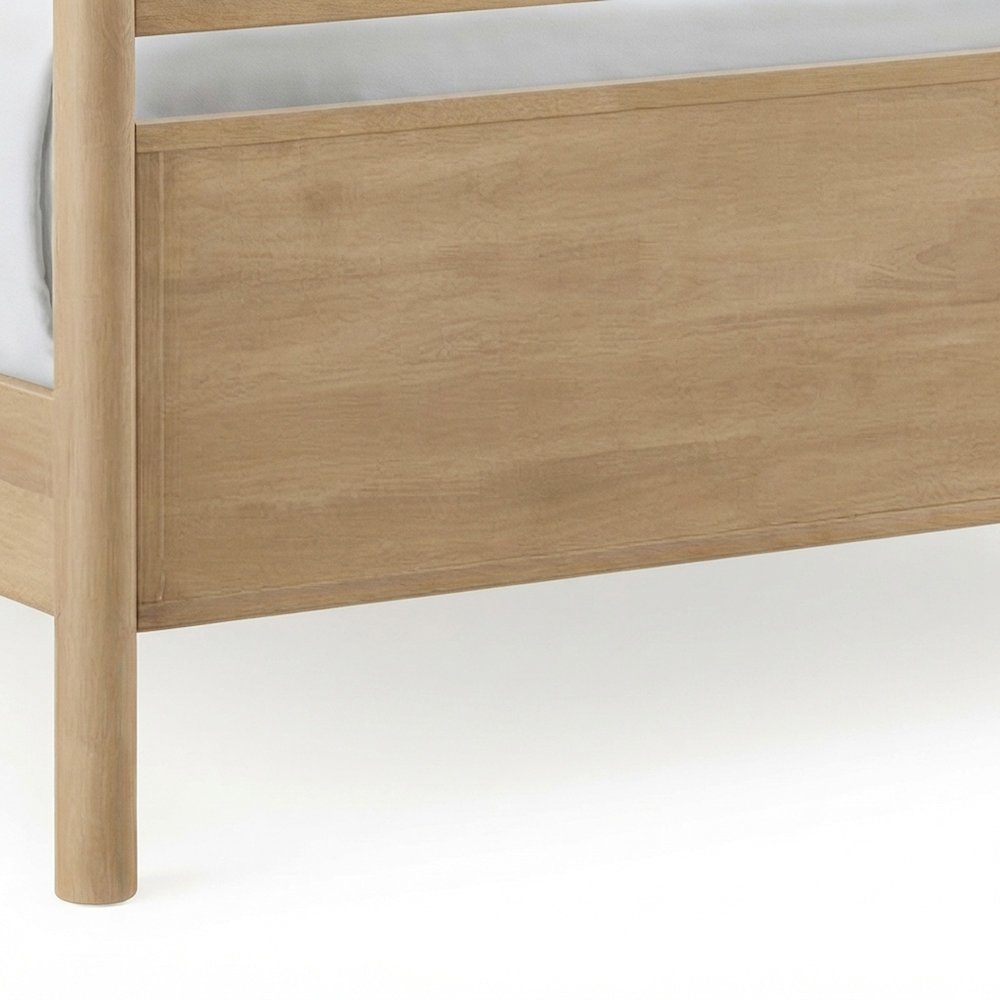 Twin Low Profile Wood Platform Bed with Slat Support, Light Oak Heathered Ivory