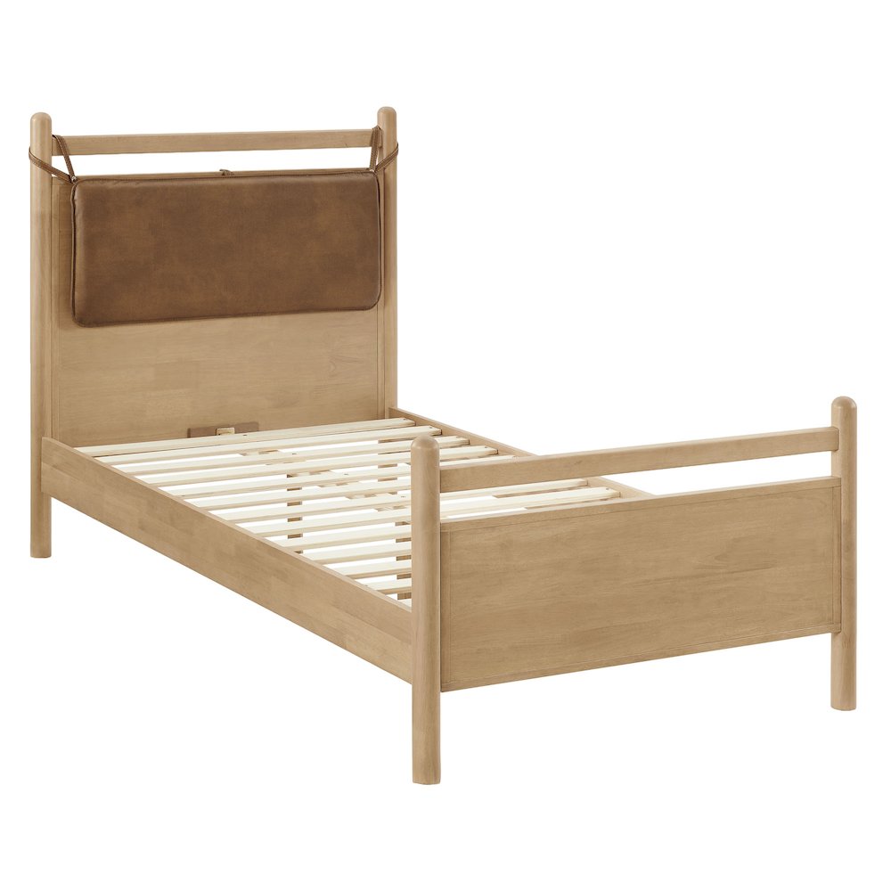 Leni Twin Size Vegan Leather and Wood Platform Bed Frame