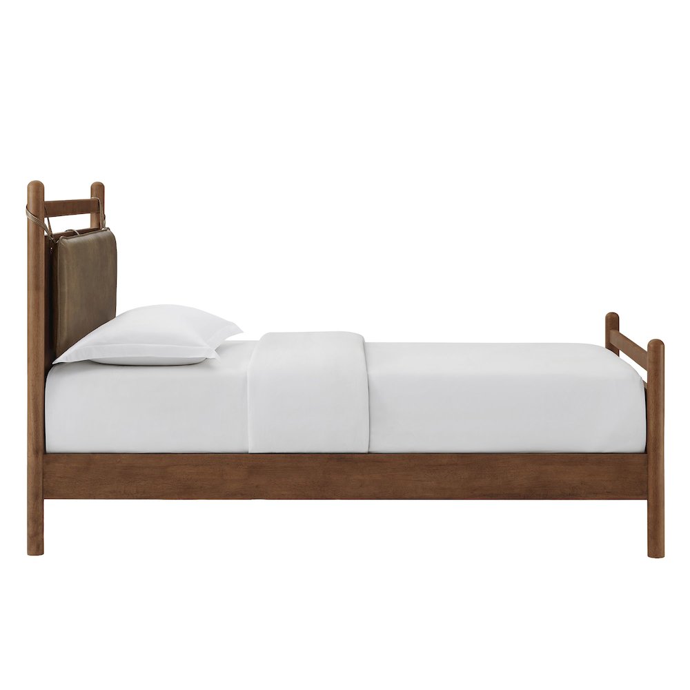 Leni Twin Size Vegan Leather and Wood Platform Bed Frame