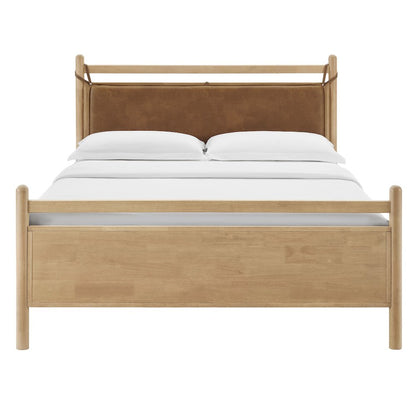 Leni Full Size Vegan Leather and Wood Platform Bed Frame
