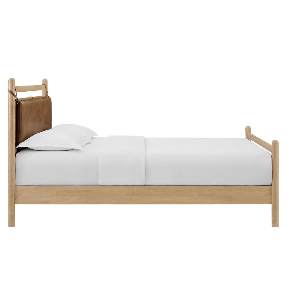 Leni Full Size Vegan Leather and Wood Platform Bed Frame