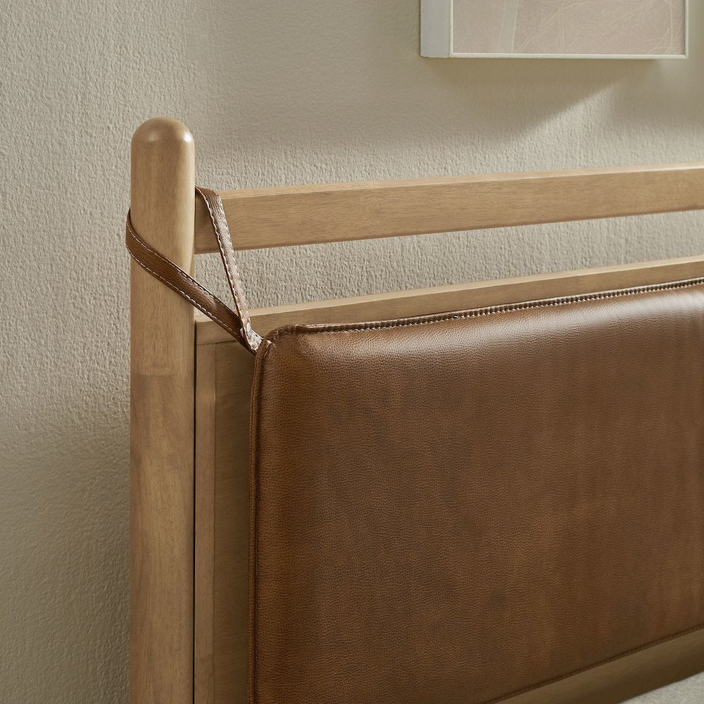 Leni Full Size Vegan Leather and Wood Platform Bed Frame