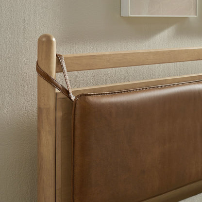 Leni Full Size Vegan Leather and Wood Platform Bed Frame