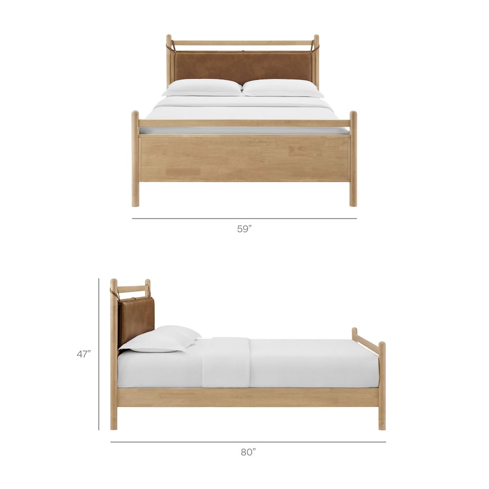 Leni Full Size Vegan Leather and Wood Platform Bed Frame