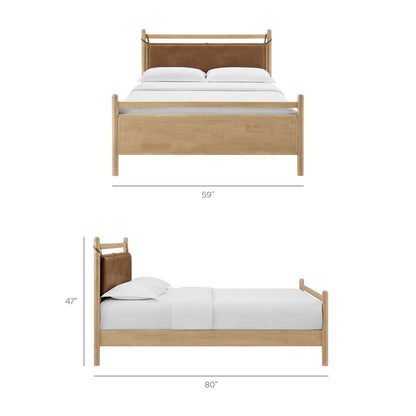 Leni Full Size Vegan Leather and Wood Platform Bed Frame