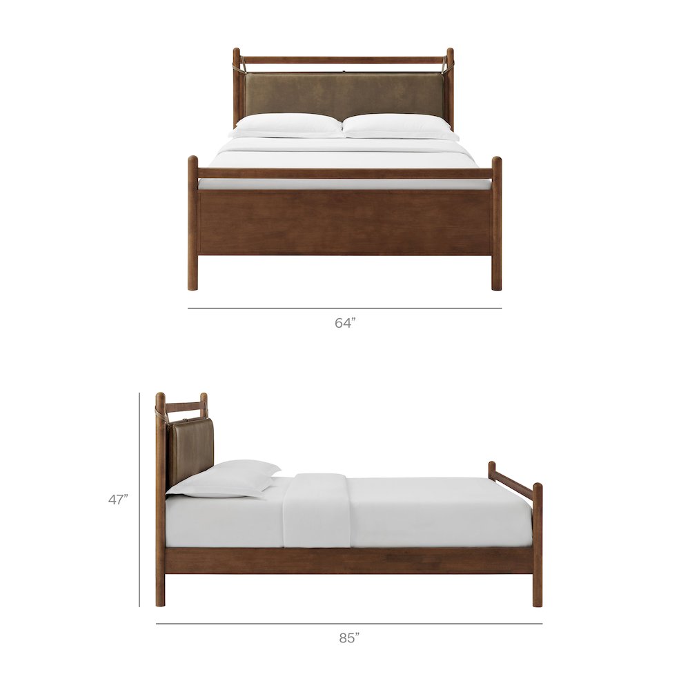 Leni Queen Size Vegan Leather and Wood Platform Bed Frame