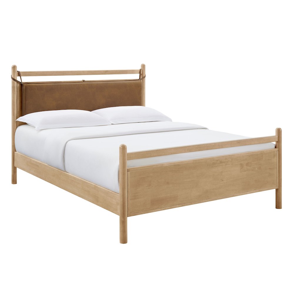 Leni King Size Vegan Leather and Wood Platform Bed Frame