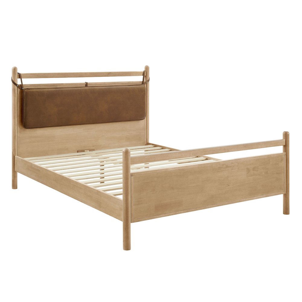 Leni King Size Vegan Leather and Wood Platform Bed Frame