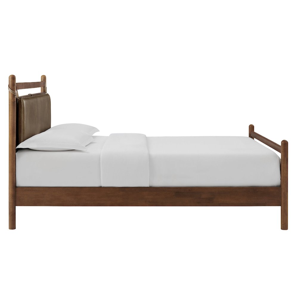 Leni King Size Vegan Leather and Wood Platform Bed Frame