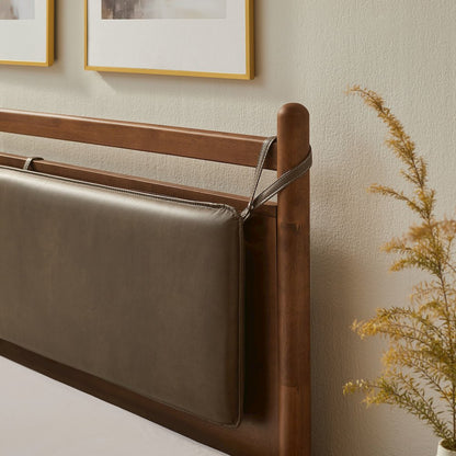 Leni King Size Vegan Leather and Wood Platform Bed Frame