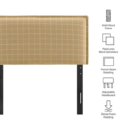 Camille Checkered Linen Blend Twin Size Headboard