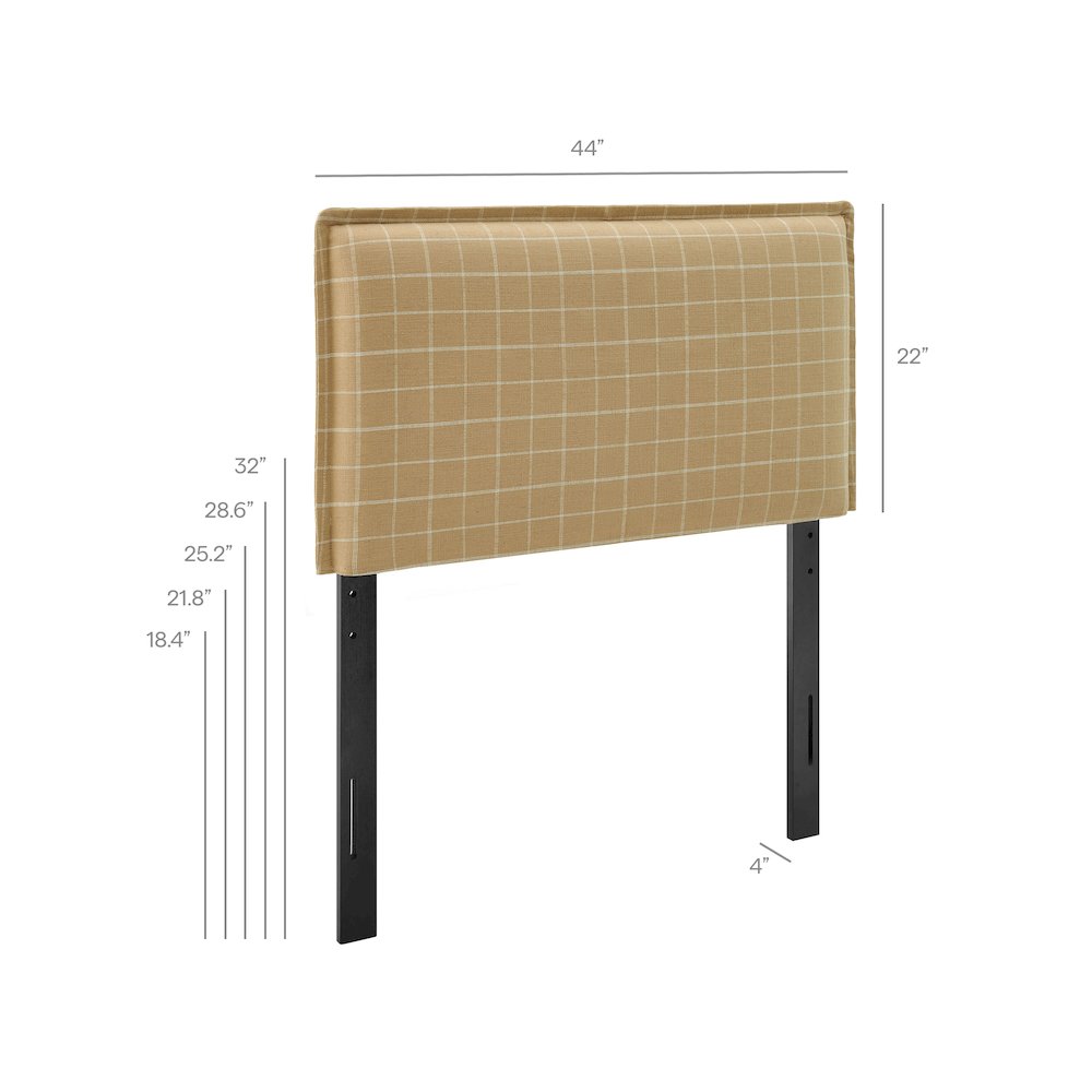 Camille Checkered Linen Blend Twin Size Headboard
