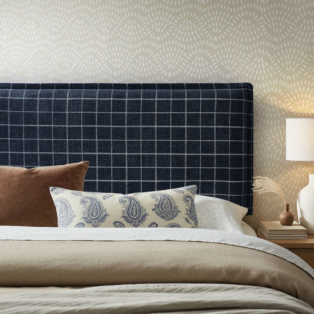 Camille Checkered Linen Blend Full Size Headboard